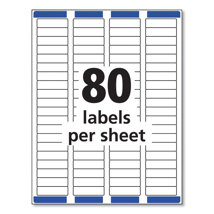Easy Peel White Address Labels w/ Sure Feed Technology, Laser Printers, 0.5 x 1.75, White, 80/Sheet, 100 Sheets/Box