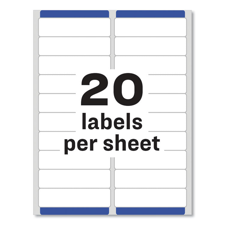 Easy Peel White Address Labels w/ Sure Feed Technology, Inkjet Printers, 1 x 4, White, 20/Sheet, 25 Sheets/Pack