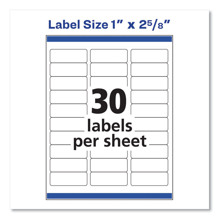 Easy Peel White Address Labels w/ Sure Feed Technology, Laser Printers, 1 x 2.63, White, 30/Sheet, 25 Sheets/Pack