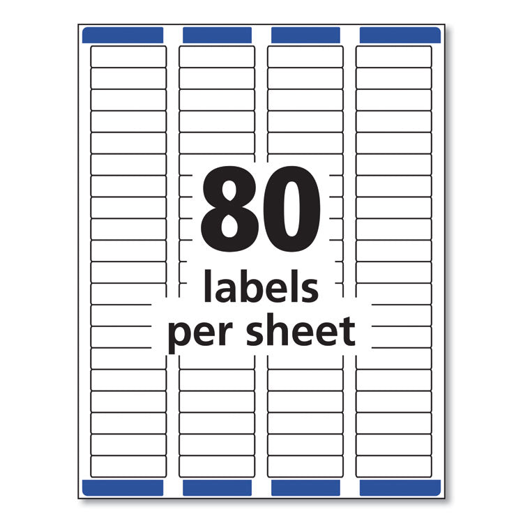 Easy Peel White Address Labels w/ Sure Feed Technology, Laser Printers, 0.5 x 1.75, White, 80/Sheet, 25 Sheets/Pack