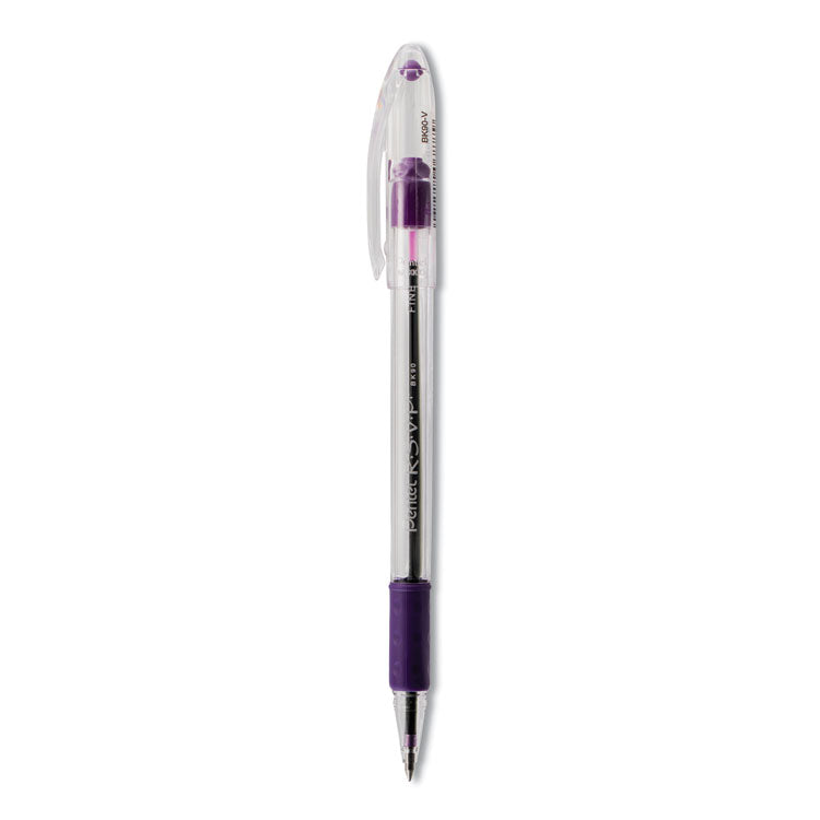 R.S.V.P. Ballpoint Pen, Stick, Fine 0.7 mm, Violet Ink, Clear/Violet Barrel, Dozen