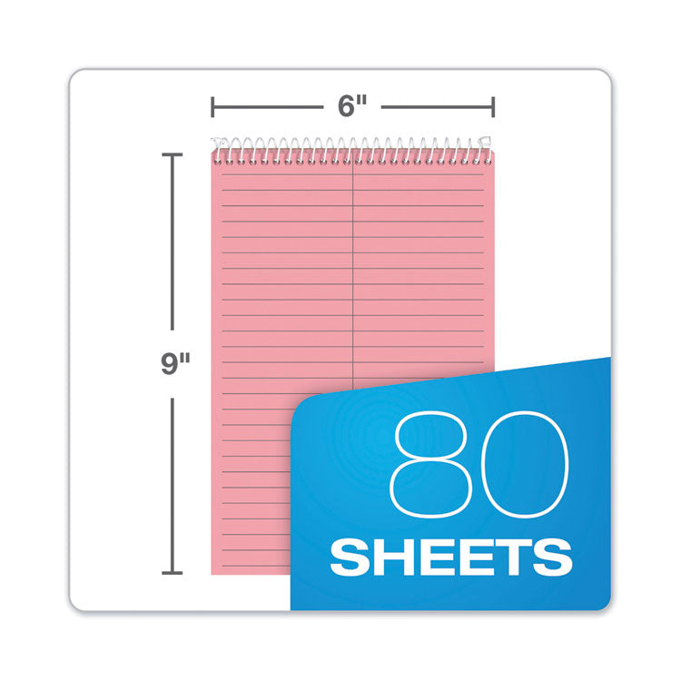 Prism Steno Pads, Gregg Rule, Pink Cover, 80 Pink 6 x 9 Sheets, 4/Pack