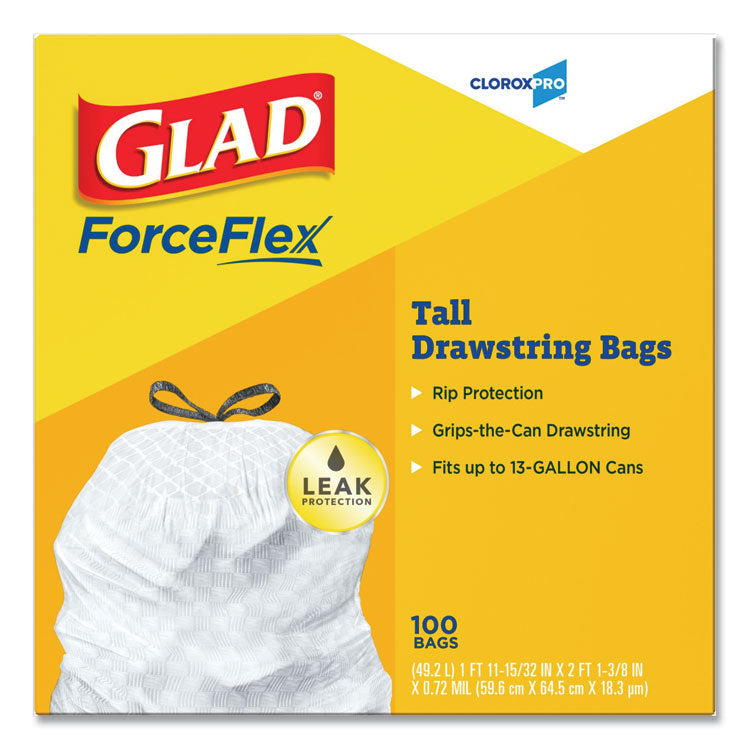 Tall Kitchen Drawstring Trash Bags, 13 gal, 24 x 27.38 , Gray, 100 Bags/Box, 4 Boxes/Carton