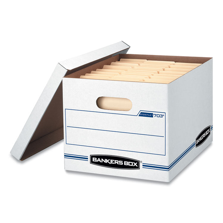 STOR/FILE Basic-Duty Storage Boxes, Letter/Legal Files, 12.5" x 16.25" x 10.5", White/Blue, 4/Carton