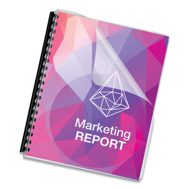 Crystals Transparent Presentation Covers for Binding Systems, Clear, with Round Corners, 11.25 x 8.75, Punched, 100/Pack