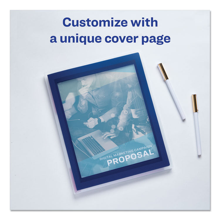 Flexi-View Six-Pocket Polypropylene Organizer, 150-Sheet Capacity, 11 x 8.5, Translucent/Navy