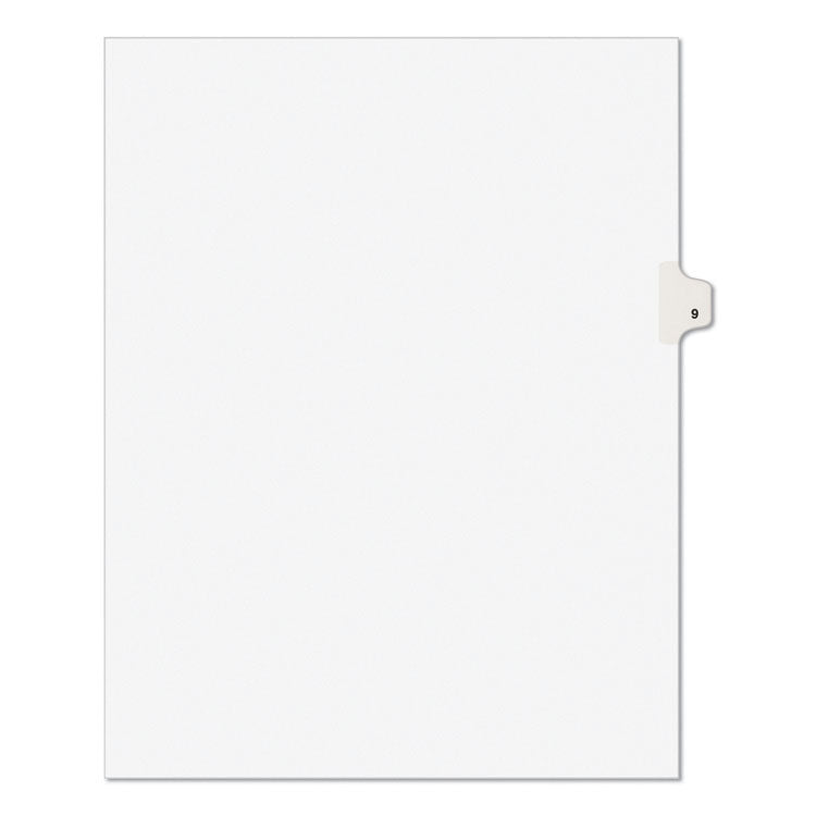 Preprinted Legal Exhibit Side Tab Index Dividers, Avery Style, 10-Tab, 9, 11 x 8.5, White, 25/Pack