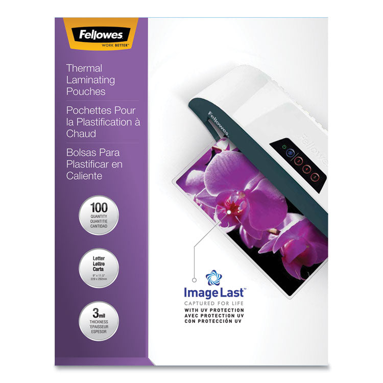 ImageLast Laminating Pouches with UV Protection, 3 mil, 9" x 11.5", Clear, 100/Pack