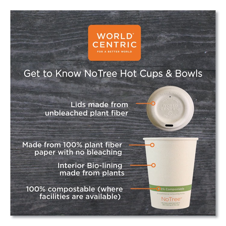 No Tree Paper Bowls, 12 oz, 4.4 Diameter x 2.5 h, Natural, Sugarcane, 500/Carton