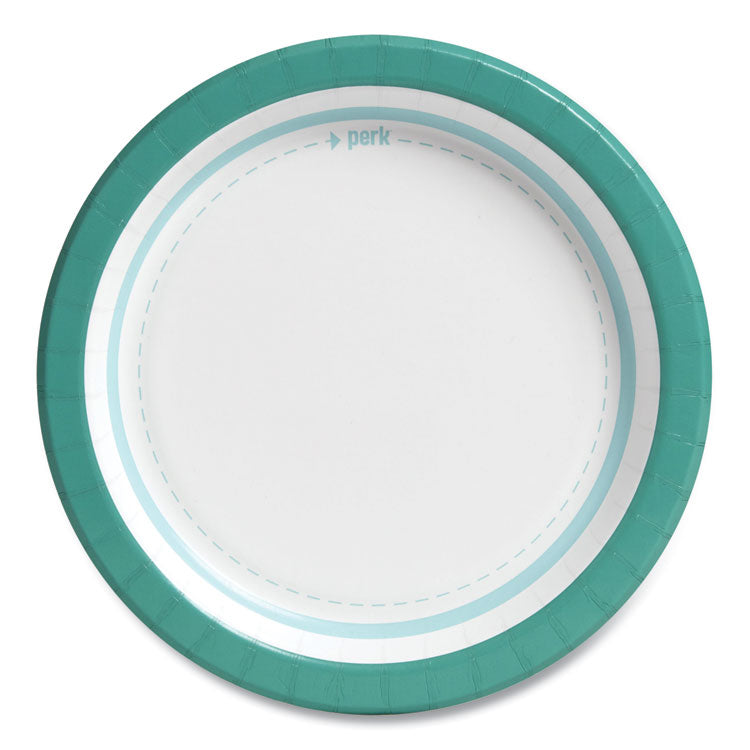 Everyday Paper Plates, 8.5 dia, White/Teal, 125/Pack