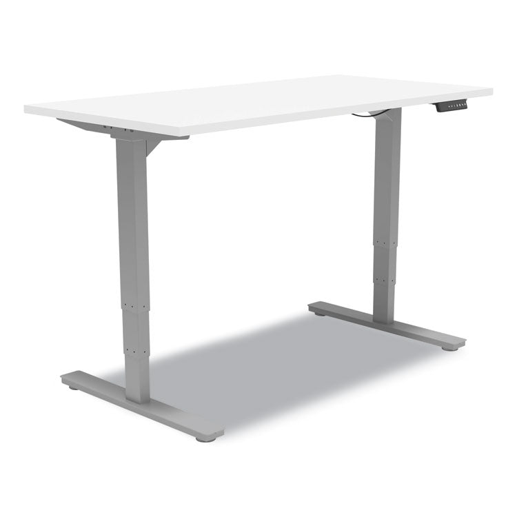 Essentials Electric Sit-Stand Desk, 55.1  x 27.5  x 25.9  to 51.5 , White/Aluminum