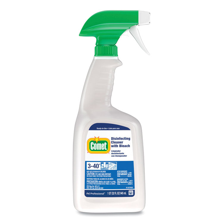 Disinfecting Cleaner with Bleach, 32 oz, Plastic Spray Bottle, Fresh Scent, 8/Carton