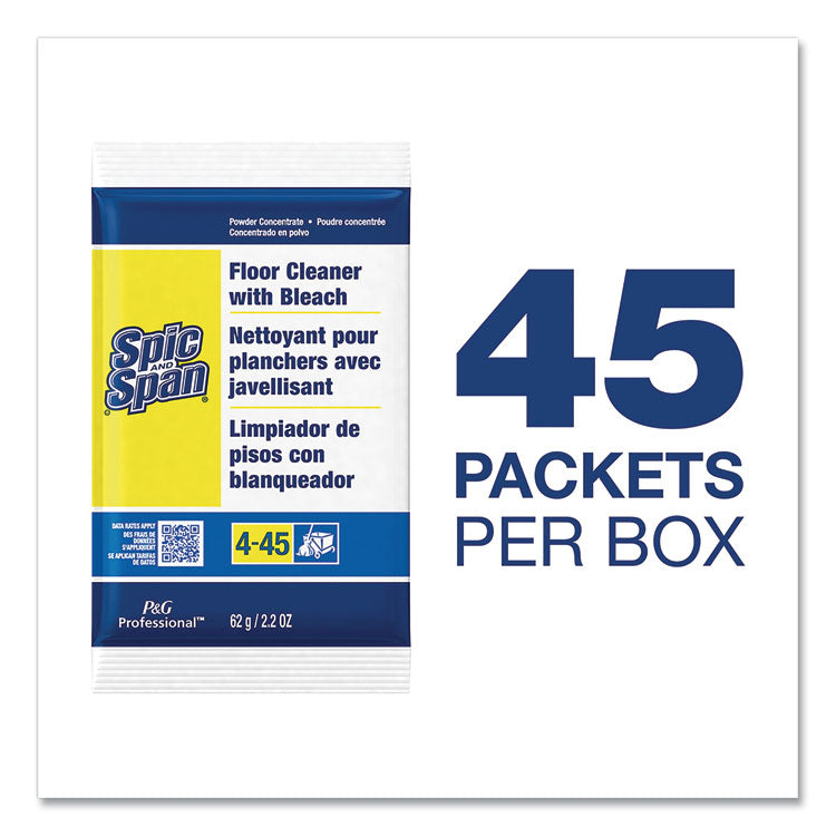 Bleach Floor Cleaner Packets, 2.2oz Packets, 45/Carton