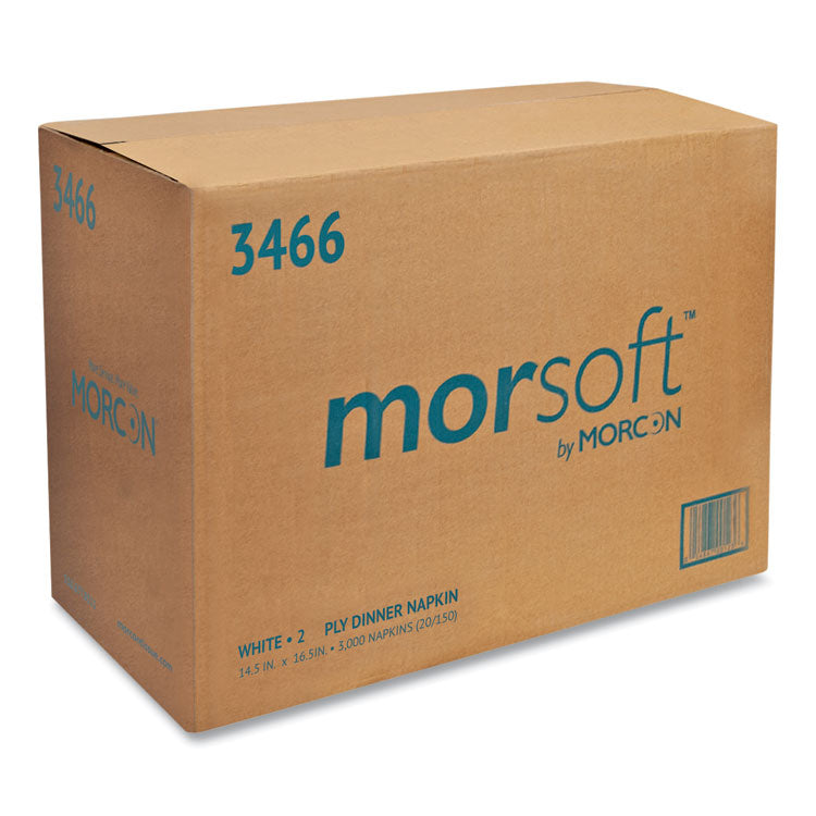 Morsoft Dinner Napkins, 2-Ply, 14.5 x 16.5, White, 3,000/Carton