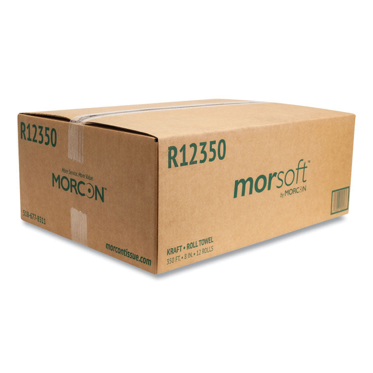 Morsoft Universal Roll Towels, 1-Ply, 8" x 350 ft, Brown, 12 Rolls/Carton