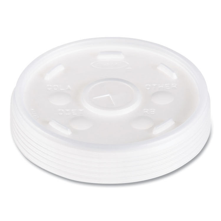 Plastic Lids, Fits 12 oz to 24 oz Hot/Cold Foam Cups, Straw-Slot Lid, White, 100/Pack, 10 Packs/Carton