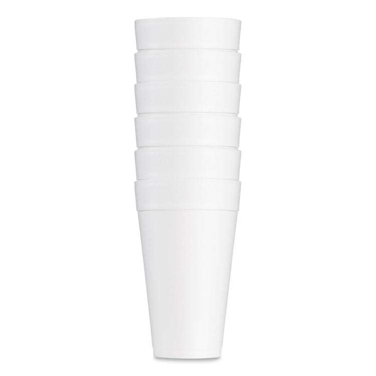 Foam Drink Cups, 32 oz, White, 25/Bag, 20 Bags/Carton