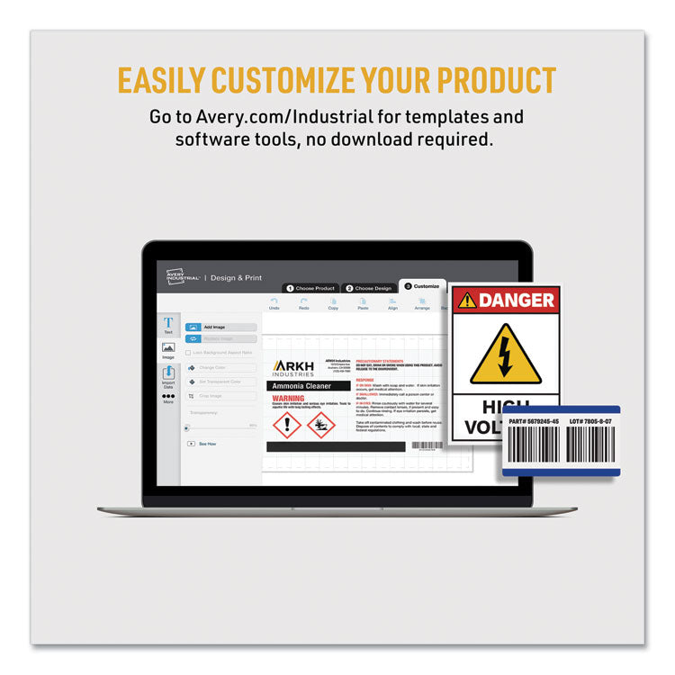 UltraDuty GHS Chemical Waterproof and UV Resistant Labels, 4 x 4, White, 4/Sheet, 50 Sheets/Box