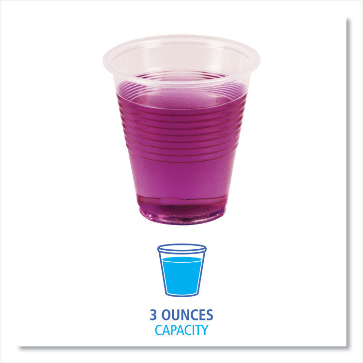 Translucent Plastic Cold Cups, 3 oz, Polypropylene, 125 Cups/Sleeve, 20 Sleeves/Carton