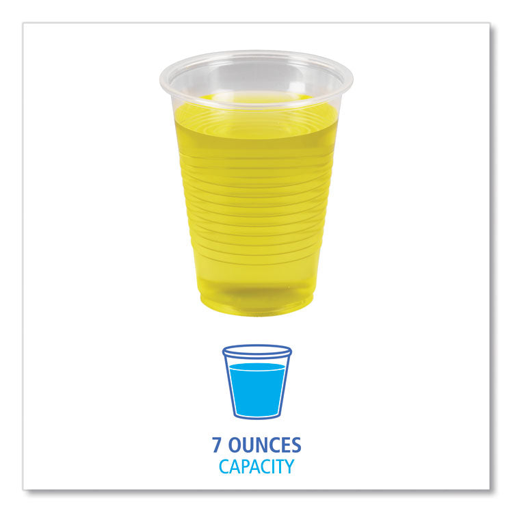Translucent Plastic Cold Cups, 7 oz, Polypropylene, 100 Cups/Sleeve, 25 Sleeves/Carton