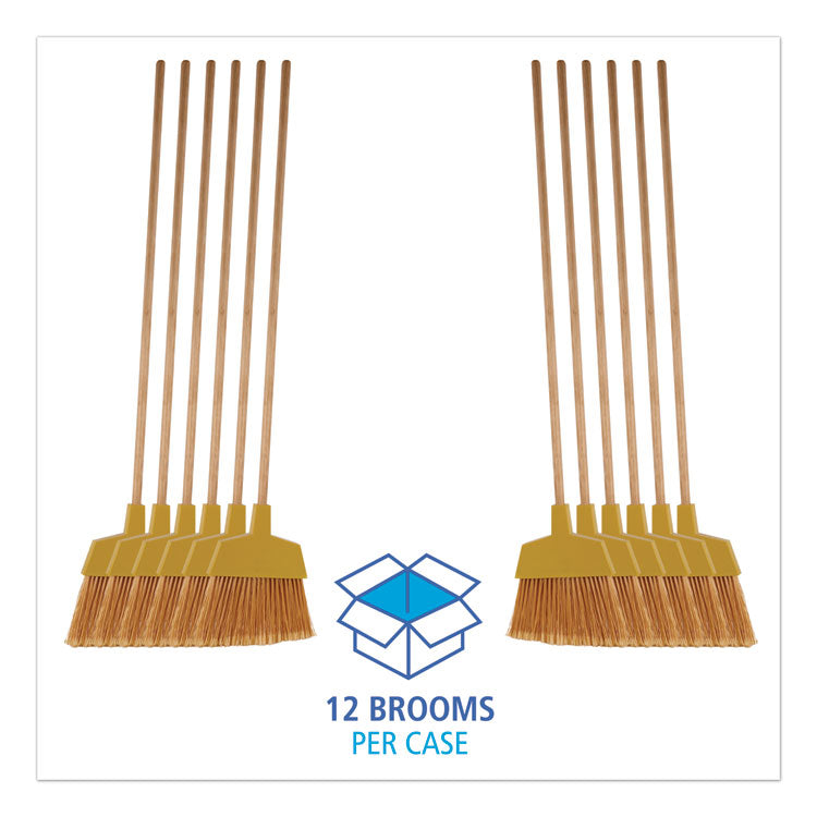 Angler Broom, 53" Handle, Yellow, 12/Carton