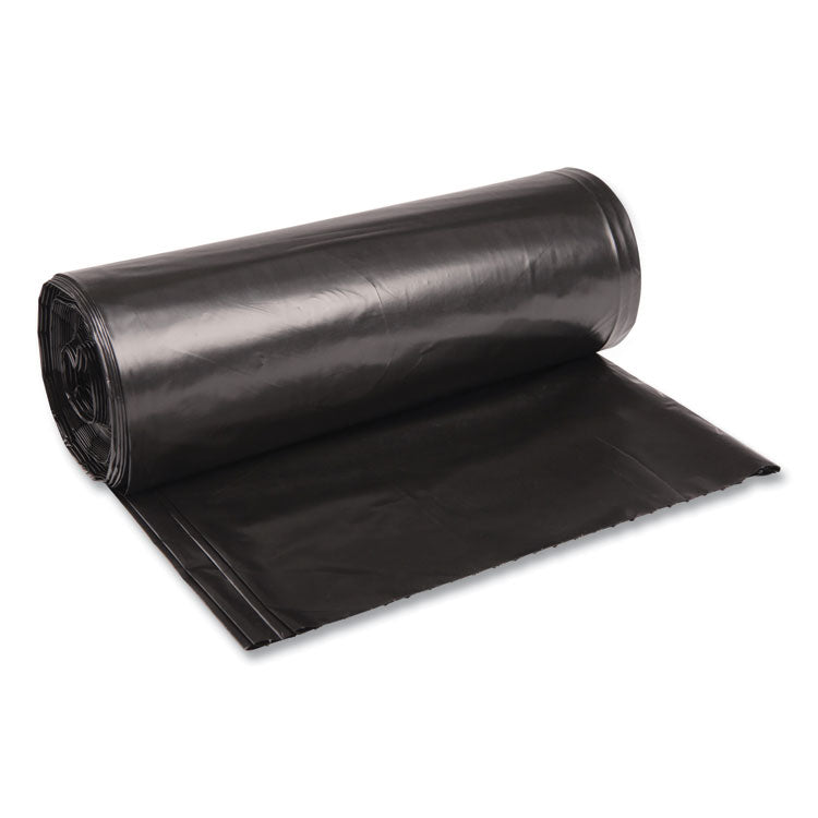Recycled Low-Density Polyethylene Can Liners, 60 gal, 1.6 mil, 38 x 58 , Black, Perforated, 10 Bags/Roll, 10 Rolls/Carton