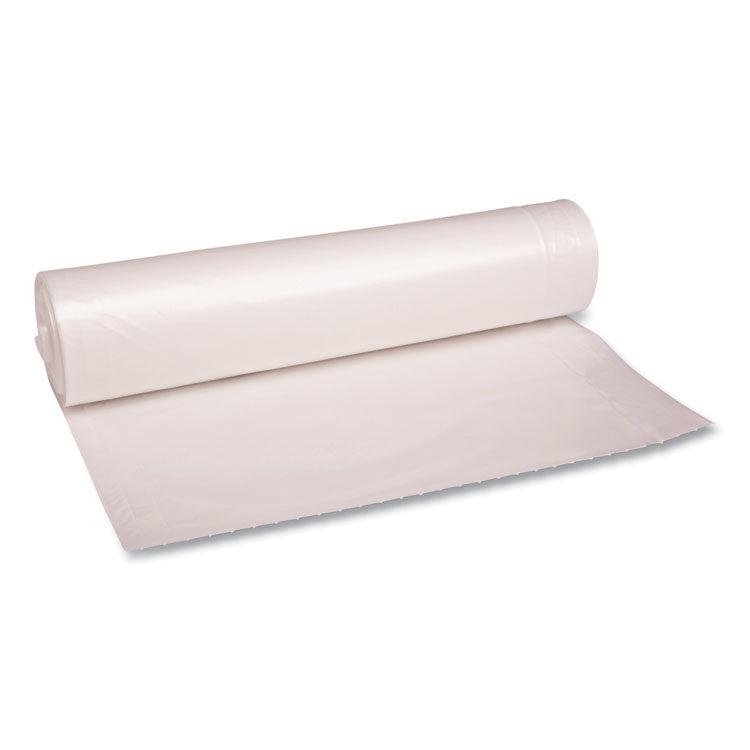 Recycled Low-Density Polyethylene Can Liners, 56 gal, 1.4 mil, 43 x 47 , Clear, Perforated, 10 Bags/Roll, 10 Rolls/Carton