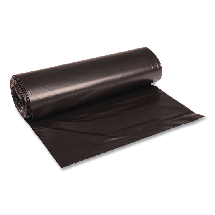 Recycled Low-Density Polyethylene Can Liners, 60 gal, 1.2 mil, 38 x 58 , Black, Perforated, 10 Bags/Roll, 10 Rolls/Carton