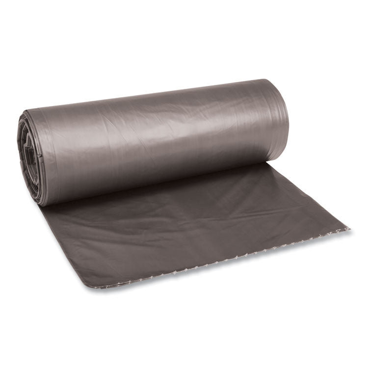 Low-Density Waste Can Liners, 60 gal, 0.95 mil, 38 x 58 , Gray, Perforated Roll, 25 Bags/Roll, 4 Rolls/Carton