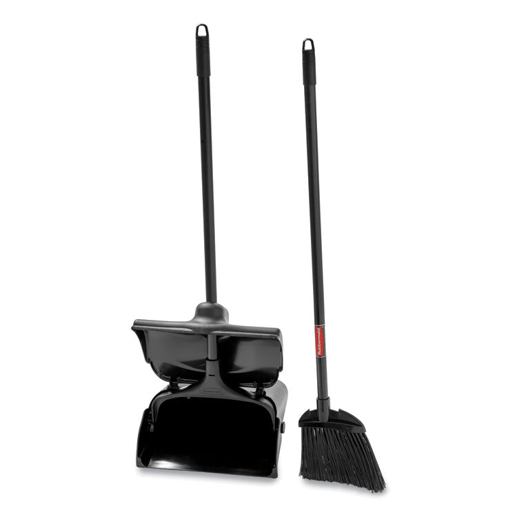 Lobby Pro Upright Dustpan, with Cover, 12.5w x 37h, Plastic Pan/Metal Handle, Black
