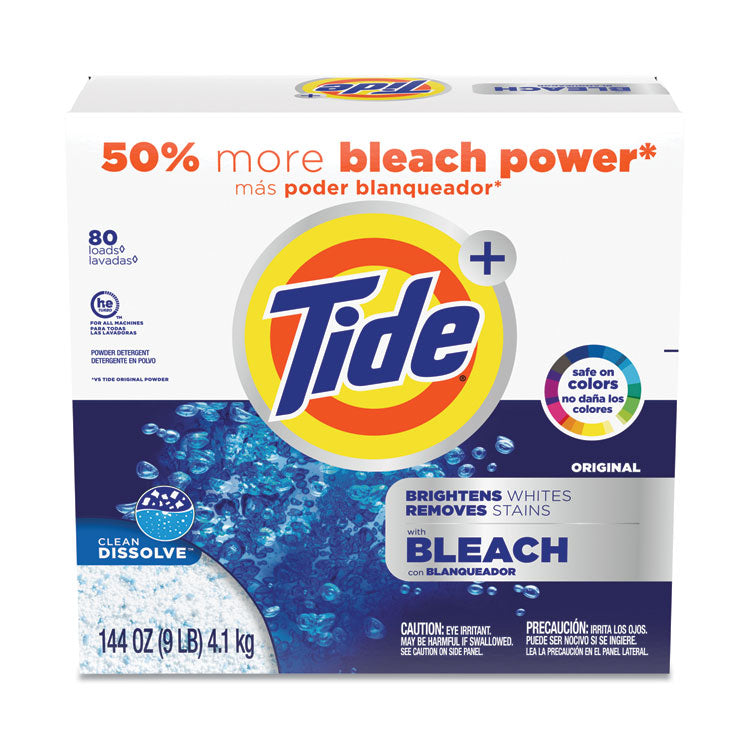 Laundry Detergent with Bleach, Tide Original Scent, Powder, 144 oz Box, 2/Carton