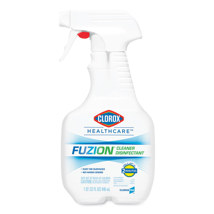 Fuzion Cleaner Disinfectant, Unscented, 32 oz Spray Bottle, 9/Carton