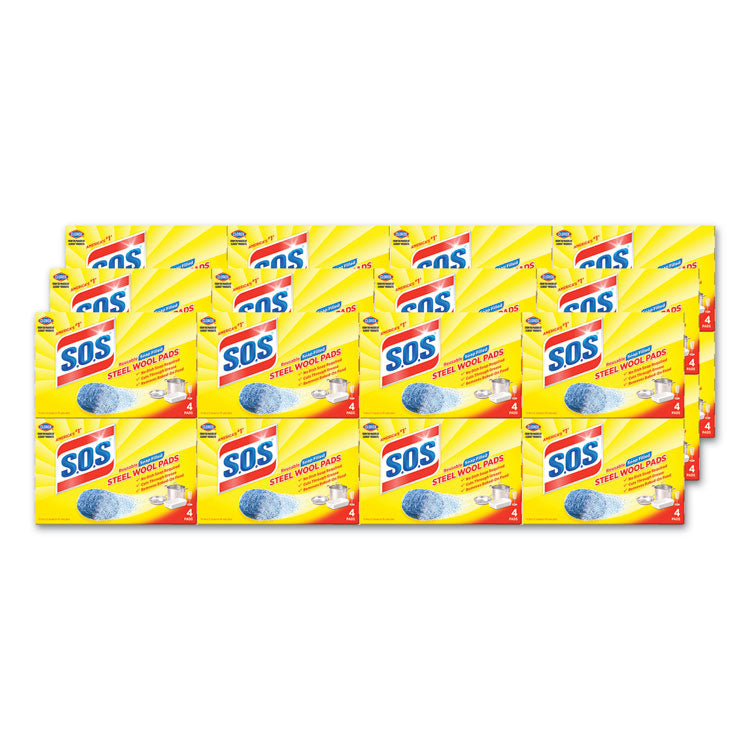 Steel Wool Soap Pad, Steel, 4/Box, 24 Boxes/Carton