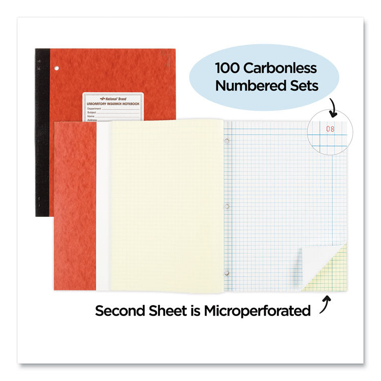 Duplicate Laboratory Notebooks, Stitched Binding, Quadrille Rule (4 sq/in), Brown Cover, (200) 11 x 9.25 Sheets