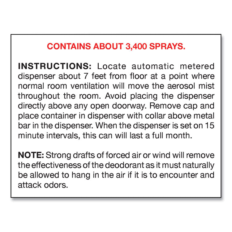 Metered Concentrated Room Deodorant, Mountain Air Scent, 7 oz Aerosol Spray, 12/Carton