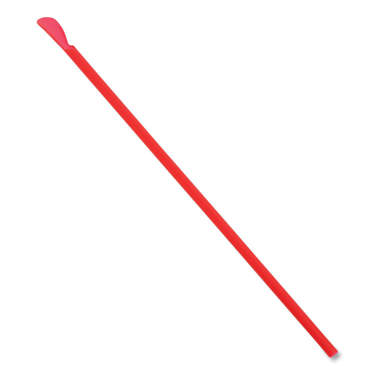 Jumbo Spoon Straw, 10.25 , Plastic, Red, 300/Pack, 18 Packs/Carton
