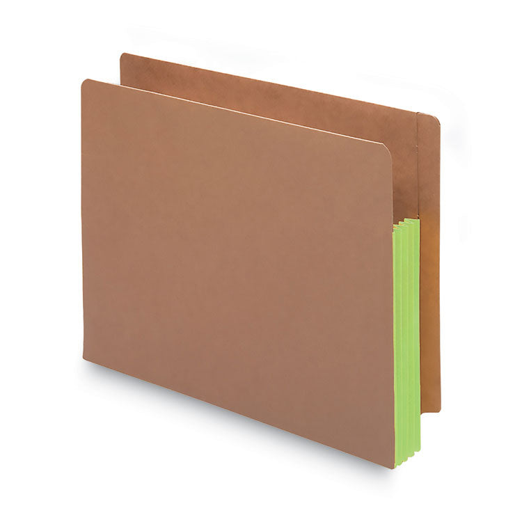 Redrope Drop-Front End Tab File Pockets, Fully Lined 6.5" High Gussets, 3.5" Expansion, Letter Size, Redrope/Green, 10/Box
