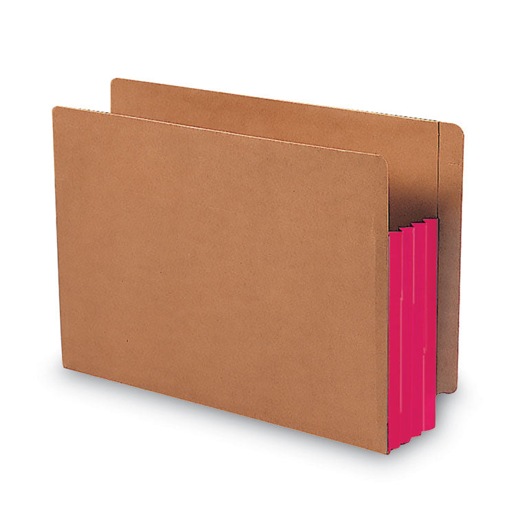 Redrope Drop-Front End Tab File Pockets, Fully Lined 6.5" High Gussets, 3.5" Expansion, Letter Size, Redrope/Red, 10/Box