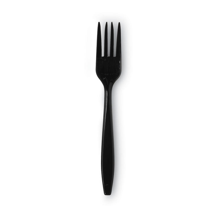 Individually Wrapped Heavyweight Forks, Polypropylene, Black, 1,000/Carton