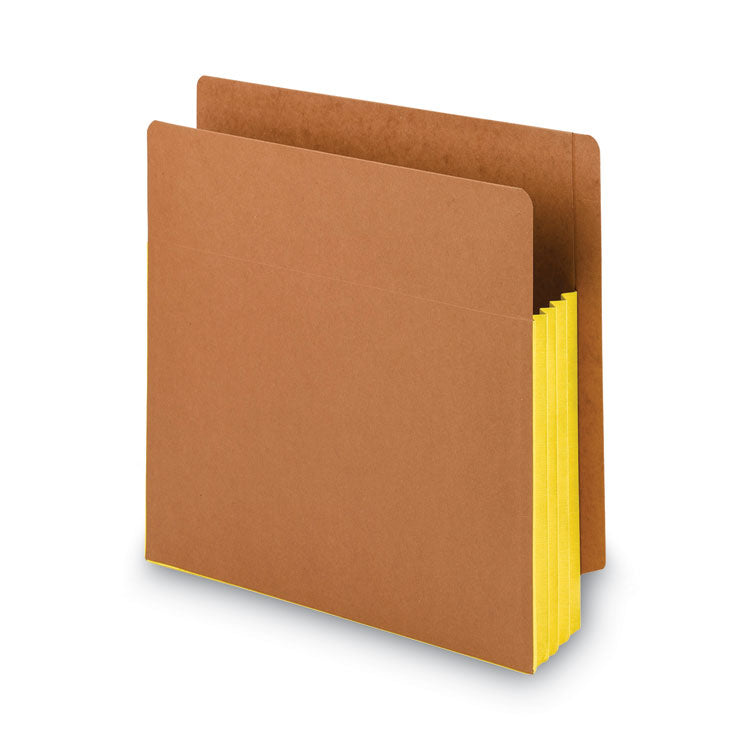 Redrope Drop-Front End Tab File Pockets, Fully Lined 6.5" High Gussets, 3.5" Expansion, Letter Size, Redrope/Yellow, 10/Box