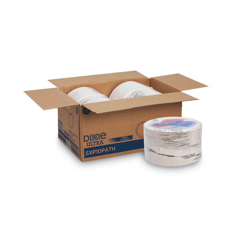 Pathways Soak Proof Shield Heavyweight Paper Plates, WiseSize, 10.13" dia, Green/Burgundy, 500/Carton