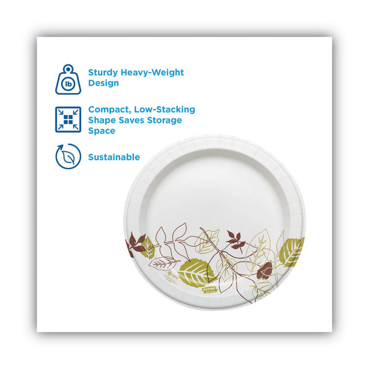 Pathways Soak Proof Shield Heavyweight Paper Plates, 8.5" dia, Green/Burgundy, 125/Pack