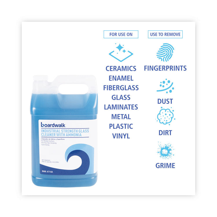 Industrial Strength Glass Cleaner with Ammonia, 1 gal Bottle