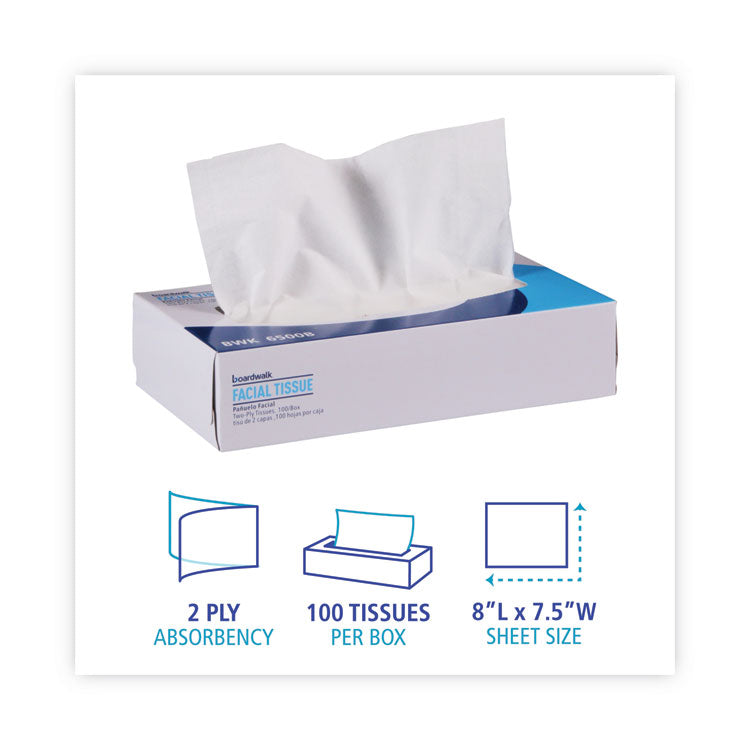 Office Packs Facial Tissue, 2-Ply, White, Flat Box, 100 Sheets/Box, 30 Boxes/Carton