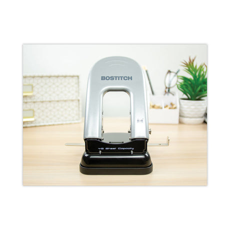 40-Sheet EZ Squeeze Two-Hole Punch, 9/32" Holes, Black/Silver