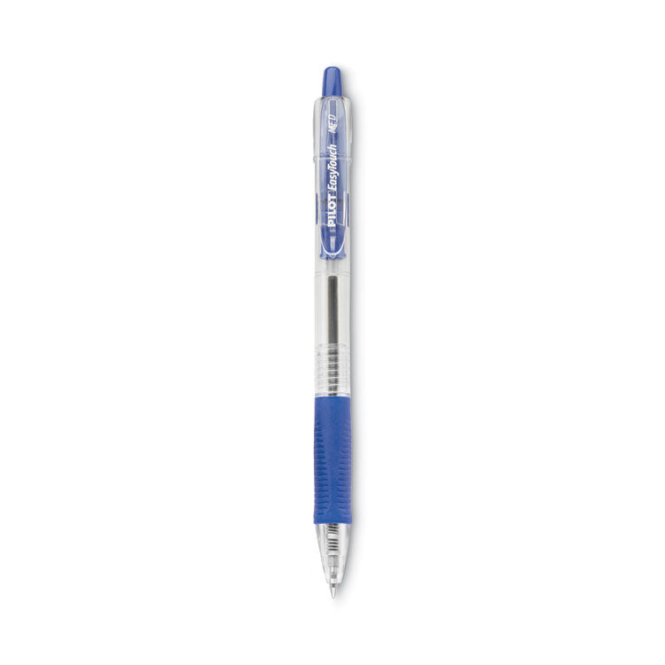 EasyTouch Ballpoint Pen, Retractable, Medium 1 mm, Blue Ink, Clear Barrel, Dozen