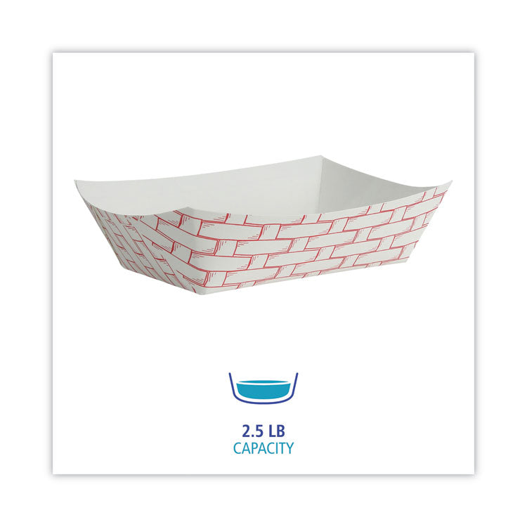 Paper Food Baskets, 2.5 lb Capacity, Red/White, 500/Carton