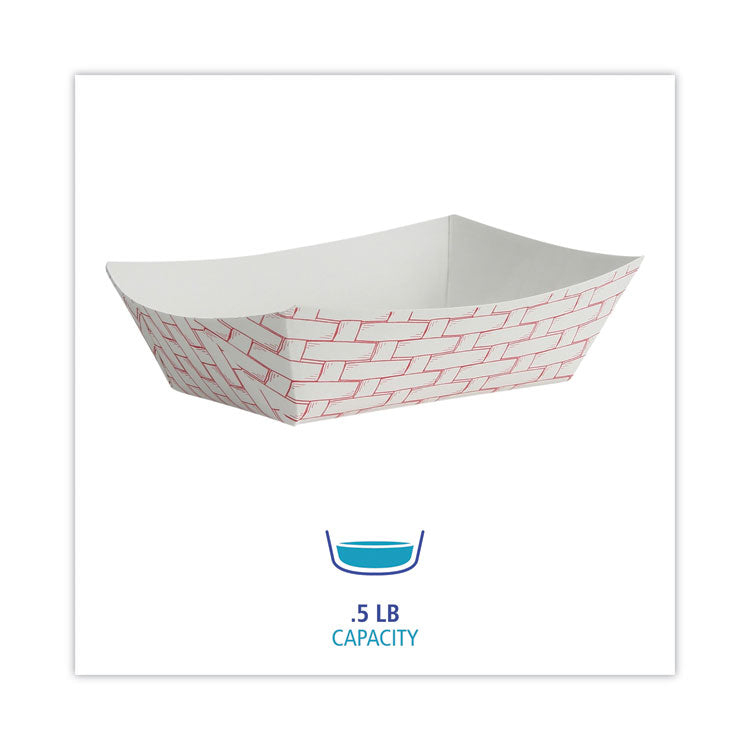 Paper Food Baskets, 0.5 lb Capacity, Red/White, 1,000/Carton