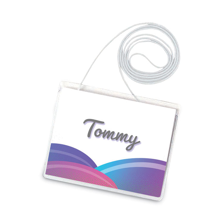 Name Badge Kits, Top Load, 4 x 3, Clear, Elastic Cord, 50/Box