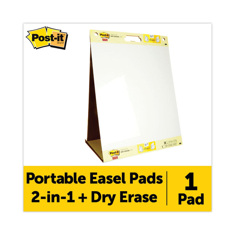 Pad Plus Tabletop Easel Pad with Self-Stick Sheets and Dry Erase Board, Unruled, 20 x 23, White, 20 Sheets